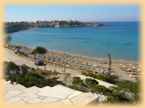 The above is a picture of Coral Bay Beach in Cyprus early morning